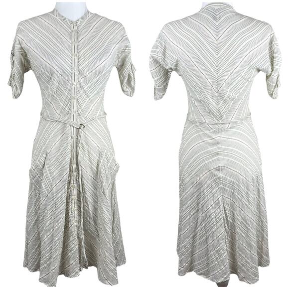 French Connection Dresses & Skirts - French Connection Striped Button Front Dress Prairie Cottagecore Vibe Size 4